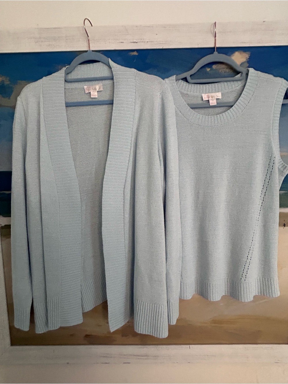 Sleeveless Light Blue Knit Sweater Tank - Picture 4 of 4